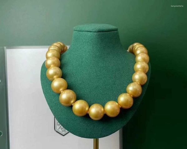 Correntes naturais elegantes de ponta elegante de 12 a 15 a 15 mm do mar do sul Genuine Golden Round Pearl Colar Colar Jewelry Chain