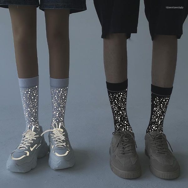 Мужские носки 2022 Улица для женщин и мужчин, отражающие звезды новинка унисекс -пары спортивны смешные оптовые