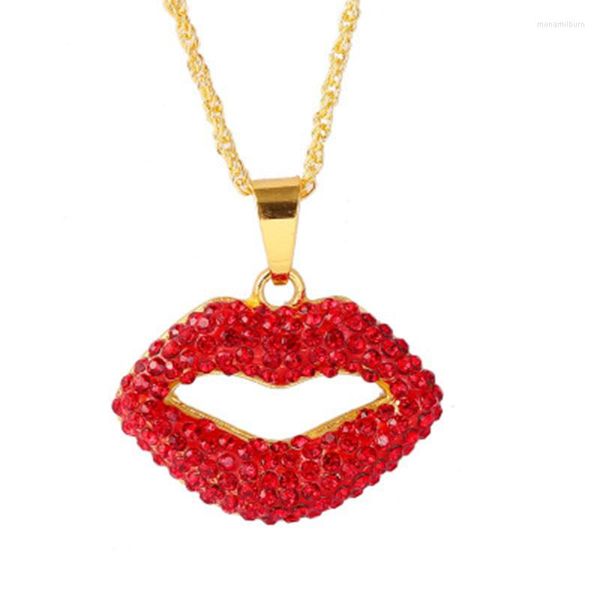 Anhänger Halsketten 2022 Mode Geometrische Rot Zirkon Lippen Frauen Hip Hop Schmuck Hals Ketten Halskette Männer Geschenke