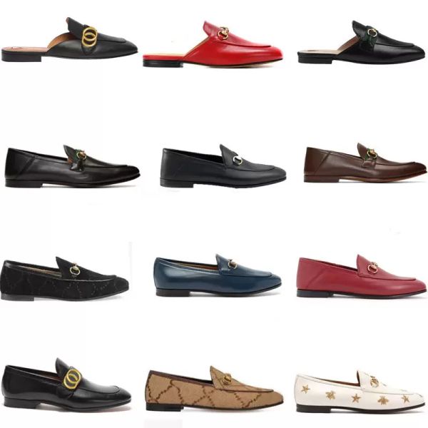 Sapatos clássicos femininos Flat Dress OP04 sapatos de grife masculinos em couro com fivela de metal sapato casual mulas Princetown Man chinelo Trample Lazy Loafers