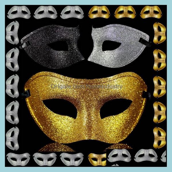 Máscaras de festa máscaras de festa de natal clássicas Black/Gold/Sier Half Face Celebrity Máscara Fantas de moda Decoração festiva 20pcs/lote dhvrr