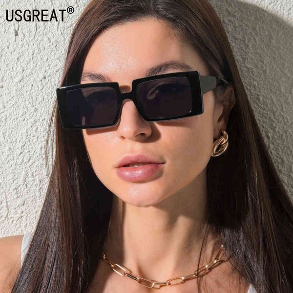 Occhiali da sole New Large Frame Square Occhiali da sole Donna Uomo Fashion Occhiali da sole Hip Pop Small Lens Rectangle Eyewear Donna UV400 T220831