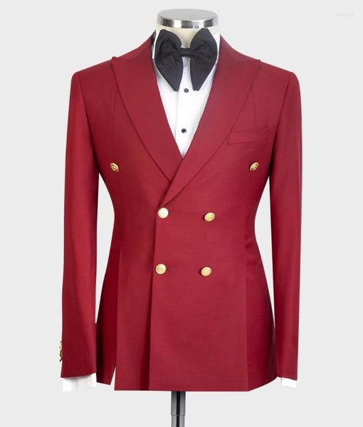 Ternos masculinos Blazers masculinos Red Men clássicos Tuxedos Slim Fit Fit Peaked Lapela Breastted Double Feate fester Groomsmen Blazer