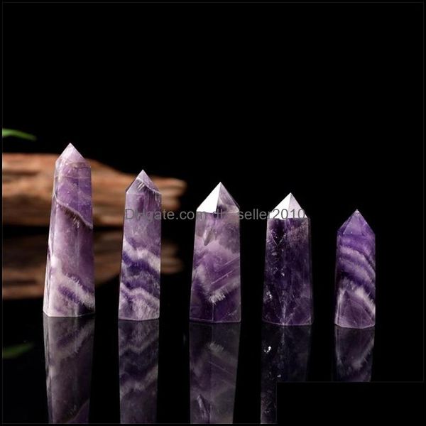 Artes e artesanato Natural Amethyst Column Arts Hexahedron Crystal Colunas Ornamentos Mulheres Presente Requintado 26rd Q2 Drop Delivery 2021 HOM DHZ4V