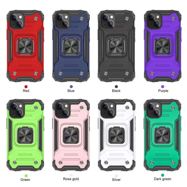 Starke R￼stung Hard PC TPU -Telefonh￼llen f￼r iPhone 14 13 12 11 Pro Max XR XR XS 7G 8 plus Samsung A33 A53 A23 M53 S22 plus Ultra Redmi Note 11 2 In 1 H￼lle mit Metallkickstandhalter