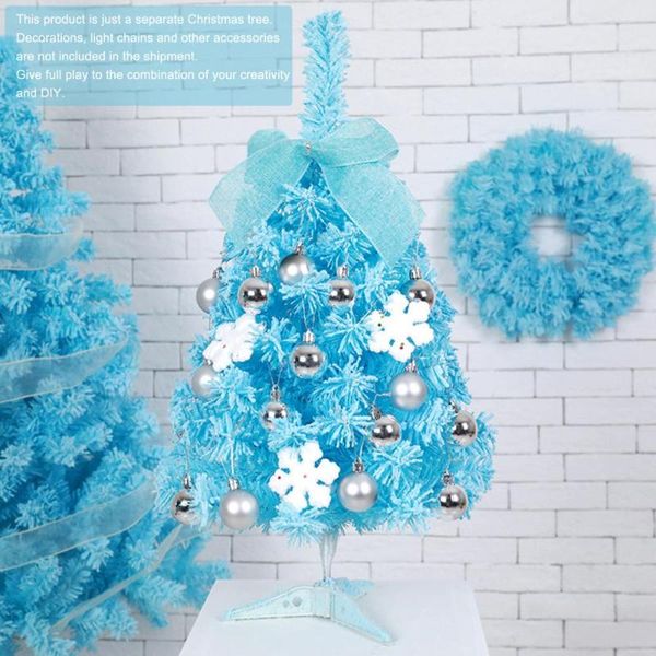 Decorações de Natal Árvore de abeto artificial Montar o suporte de metal de neve articulado Belas guirlandas e lustre 3colors brancos sólidos 60cm