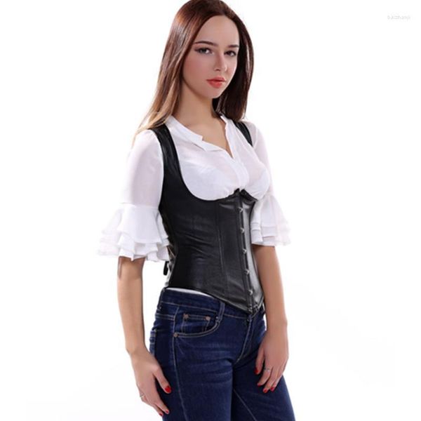 Bustiers Corsets Pu Faux Couro Corset Underbust Cole