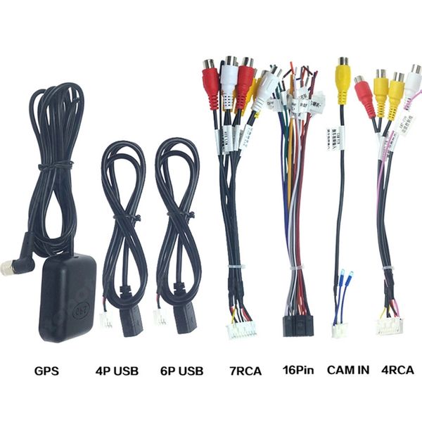 Автомобильные аудио -кабели Head Bind Stereo Wire Harness Комплекты BT Radio GPS HD Мультимедийный игрок реверсирует входной автомат 1Din или 2DIN -проволочный разъем