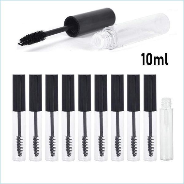 Bottiglie di stoccaggio Vasetti 5Pcs 10Ml Tubi di mascara trasparenti portatili con confezione di bacchette Bottiglia di ciglia liquide Tappo nero Vuoto Homeindustry Dhqn1