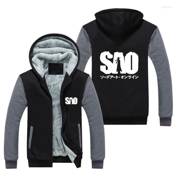 Hoodies masculinos high-q unissex sword arte online capuz top sao ggo kirito kazuto cardigan casaco moletom