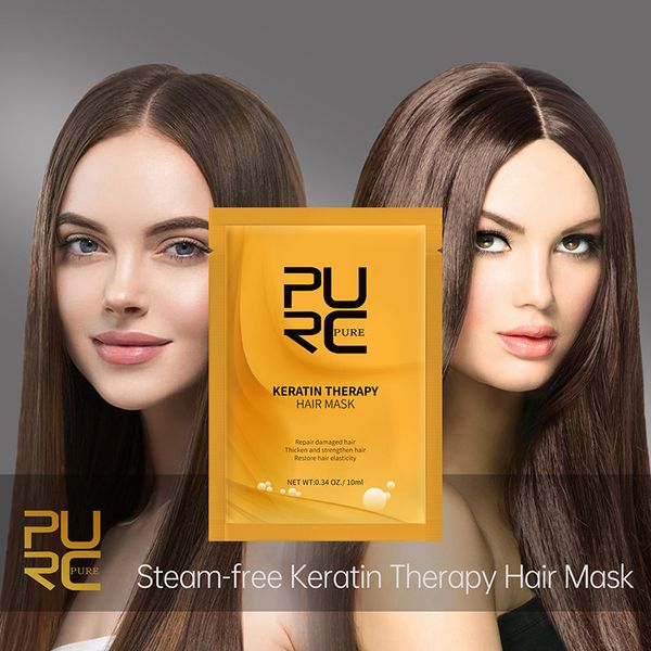 PURC Keratin Therapy Máscara Capilar para Reparos com Óleo de Argan Cabelos Danificados Restaurar Cabelos Macios Cuidados Tratamentos para o Couro Cabeludo Condicionador 10ml