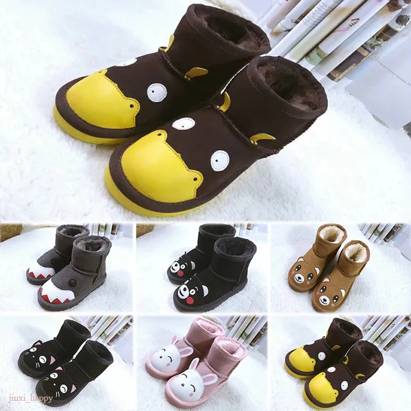 2023 Kinder-Schneestiefel, Designer-Schneeschuhe, Turnschuhe, Schwarz, Kastanie, Lila, Rosa, Marineblau, Grau, klassischer Cartoon-Tierstiefel, Jungen und Mädchen, Winterschuhe