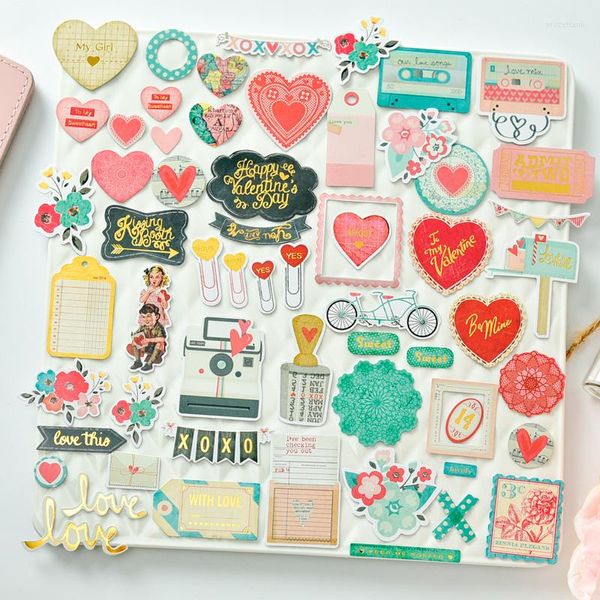 Confezione regalo YPP CRAFT 50pcs Buon San Valentino Cartoncino Fustelle per Scrapbooking Planner/Card Making/Journaling Project
