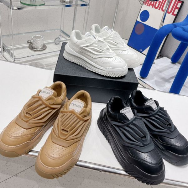 2023 scarpe da ginnastica da uomo con plateau Sneakers in vera pelle nero bianco scarpe da trekking Casual barca volante all'aperto con scatola NO410