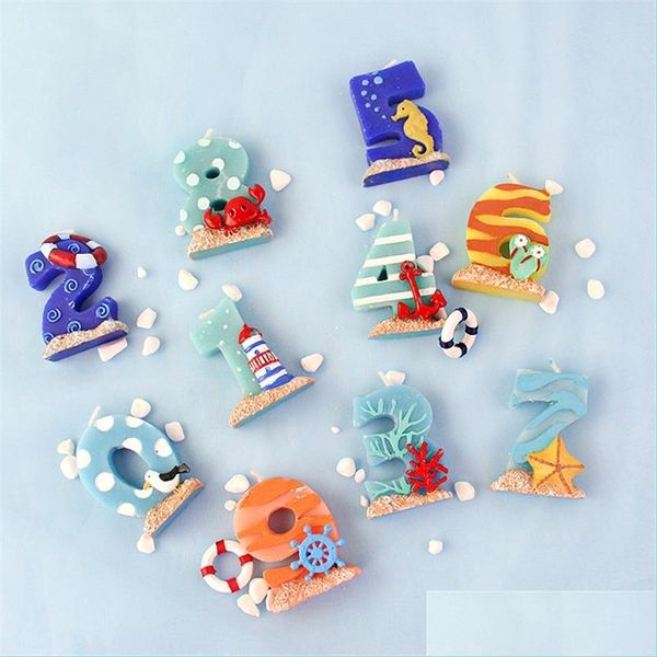 Candele Ocean Series Tema Underwater World Cake Topper Decorazione Inserto Creativo Festa di compleanno Tavolo da dessert Candela O Homeindustry Dhvqm