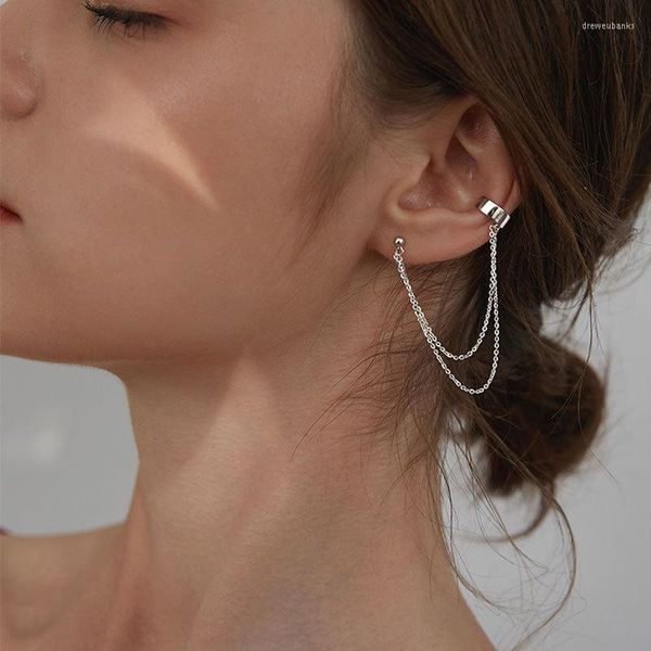 Brincos de costas S925 prata para mulheres Trendy piercing Tassel 2022 Luxury Geométrico CLIPE JOIXAS DE EAR JOENTES femininas Charmos Kolczyki