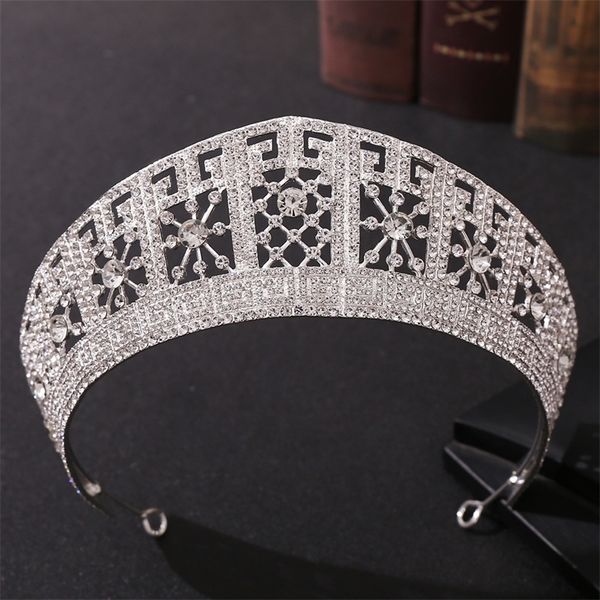 Gioielli per capelli da sposa Barocco Argento Colore Cristallo Regina Grande Corona Tiara nuziale Accessori per diadema per spettacoli di bellezza 220831