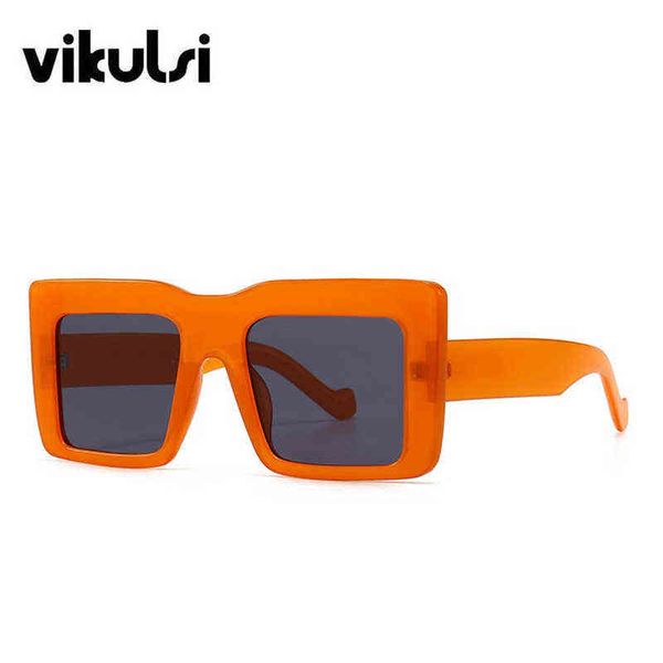 Óculos de sol U unissex retângulo de sol com moldura de doces laranja para mulheres óculos de sol retrô