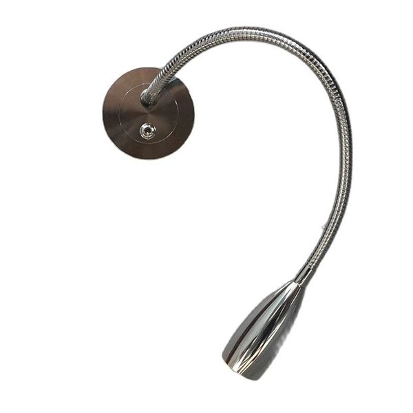 Topoch Einbau-Leselampen über dem Bett, bündige Beleuchtung am Kopfteil, schmale Platte, flexibler Arm, Ein-/Aus-Schalter, 3 W, LED, Chrom-Finish, für Hotel, Wohnwagen, Yacht