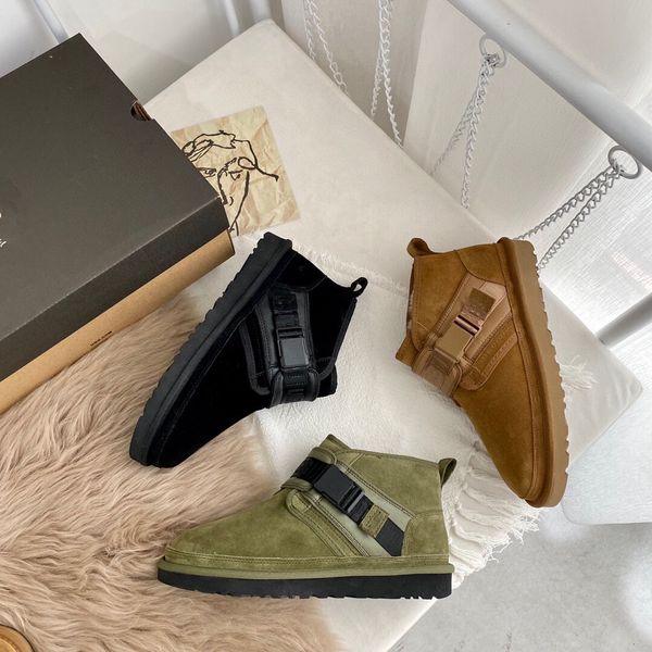 Venda imperdível botas masculinas de fivela martin, sapatos casuais de couro genuíno, botas casuais neumel de inverno ao ar livre, botas de tornozelo de pelúcia quentes e botas de neve