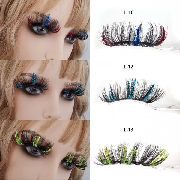 Halloween Party Glitzer Falsche Wimpern Flauschige Wispy Farbige Gefälschte Nerz Wimpern Karneval Weihnachten Cosplay Wimpern