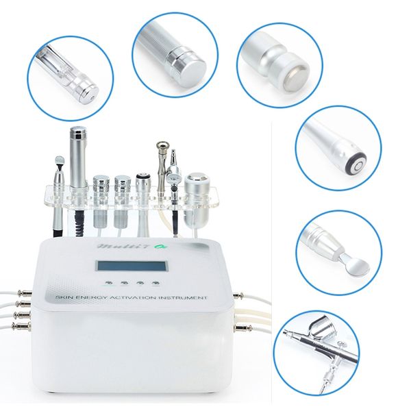 Equipamento de beleza de mesoterapia com eletroporação galvânica de microcurrent 7 em 1 bio dermoabrasão descascando a terapia de resfriamento de pulverizador de oxigênio bipolar RF de levantamento de oxigênio