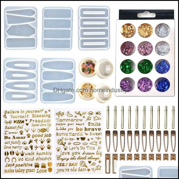 Bastelwerkzeuge DIY Hair Pin Gussform Set Kit enthält 30 Stück Clip 5 Sile Harzformen Schmuck Epoxy Haarnadel Hwa3487 Drop Lieferung DH3NH