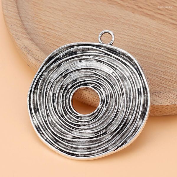 Anhänger Halsketten 5 teile/los Große Tibet Silber Runde Swirl Vortex Spirale Charms Anhänger Für Halskette DIY Schmuck Machen Zubehör