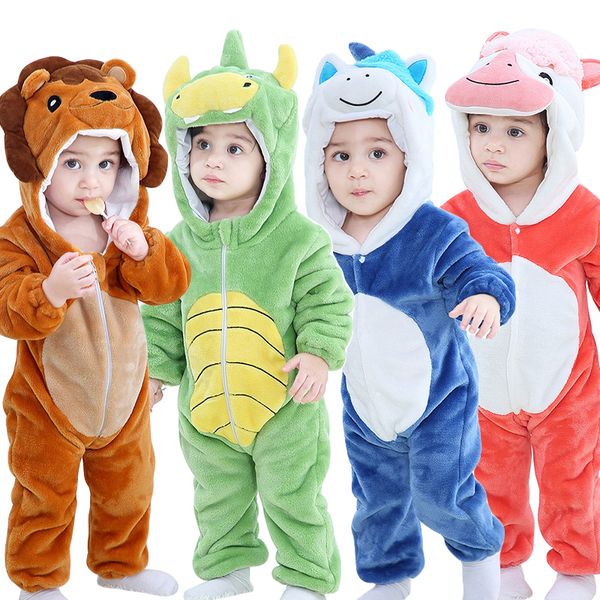 Strampler Baby Strampler Winter Kigurumi Löwe Kostüm Für Mädchen Jungen Kleinkind Tier Overall Säuglingskleidung Pyjamas Kinder Overalls ropa bebes 220901