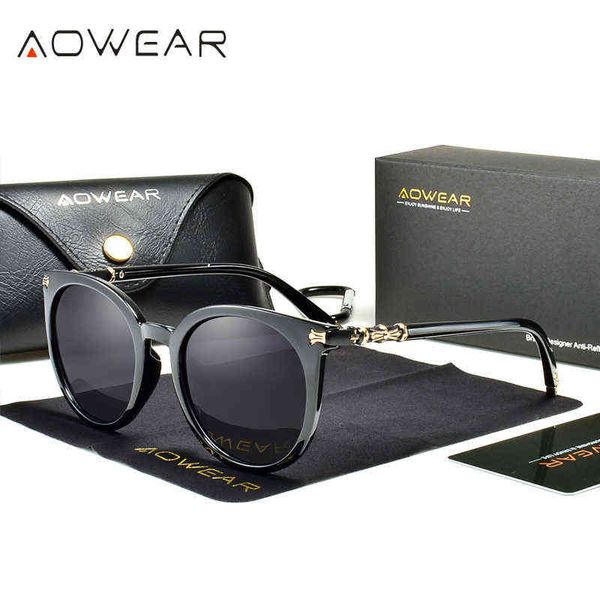 Солнцезащитные очки Aowear Женские круглое зеркализованные поляризованные солнцезащитные очки Женщины чистые хипстерские винтажные солнцезащитные очки.