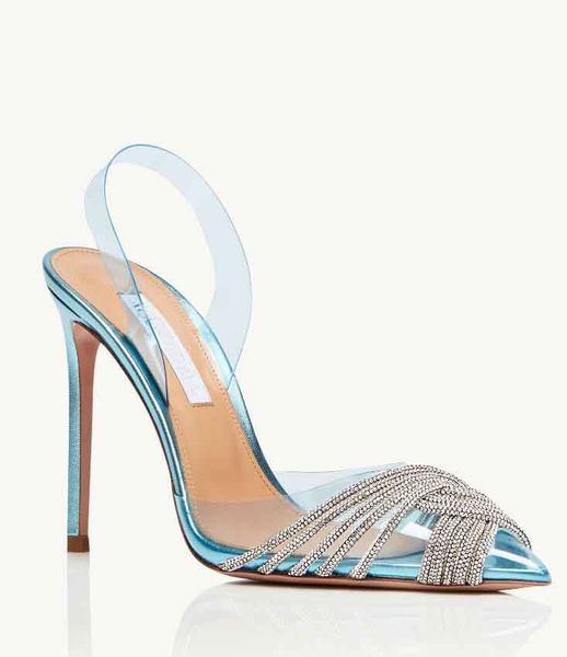 2024 Элегантные летние сандалии Aquazzura Gatsby, туфли-лодочки со спиральной оберткой и ремешком, туфли на шпильке с острым носком, женские сандалии-гладиаторы, сексуальные латинские и американские итальянские 88