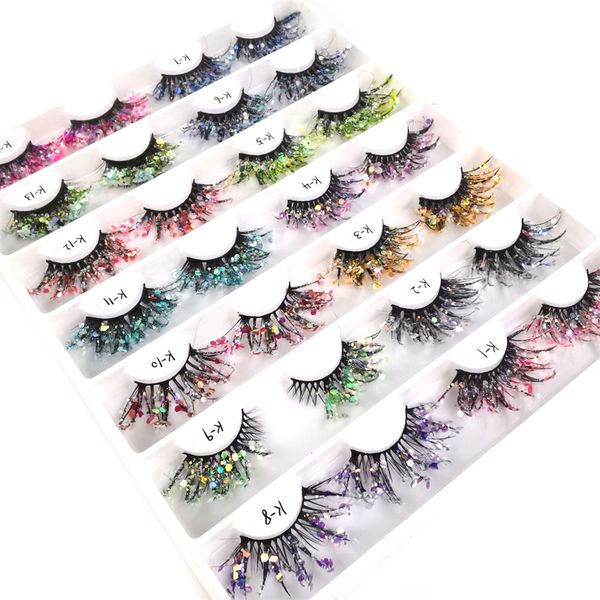 Cadılar Bayramı Partisi Aydınlık Yanlış Kirpikler Kabarık WiSPY Sahte Mink Glitter Lashes Noel Yeni Yıl Partisi Kirpik