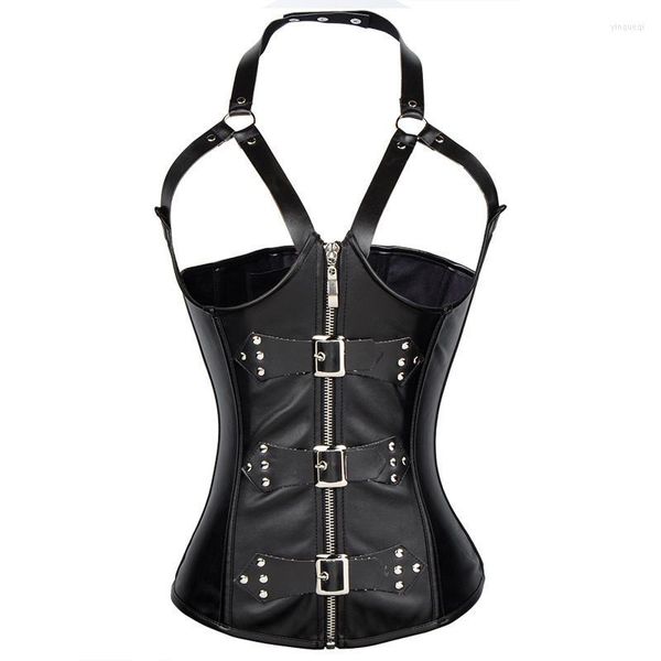 Bustini Corsetti Steam Punk Reggiseno aperto Corsetto Sottoseno Rivetto Reggicalze Fibbia Zip Cincher Bustier Donna Cinghia modellante