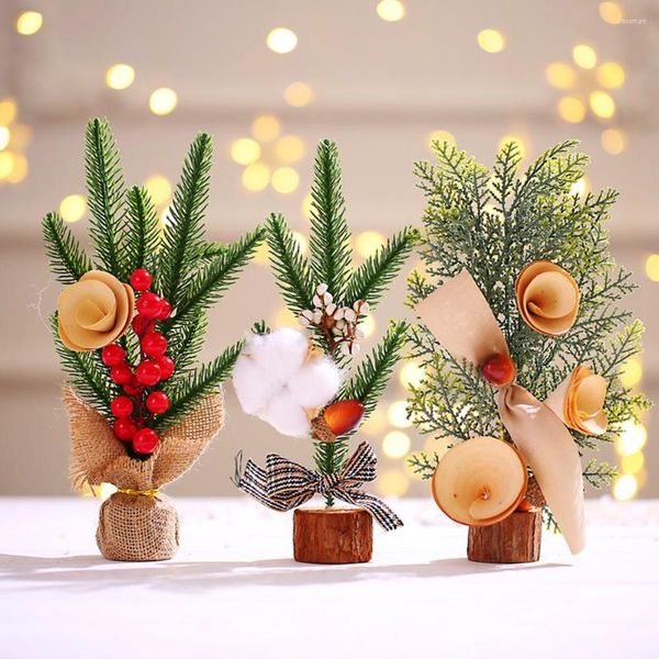 Decorações de Natal 25 cm mini ornamentos de árvores de desktop pinheiro para decoração de cena interna Props Criatividade ano presente