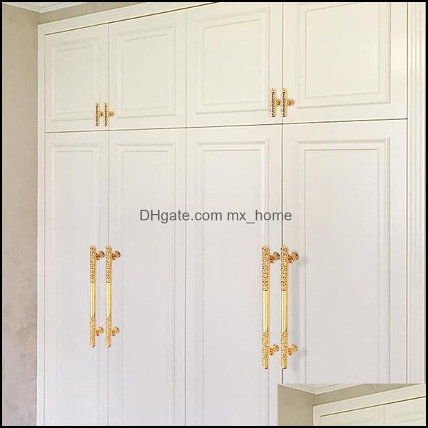 Maniglie Tira Foro Singolo 96 128 160 192Mm Moda Lusso Creativo K Oro Armadio Armadio Da Cucina Maniglia Della Porta Armadio Solido Brillante Dhjsd