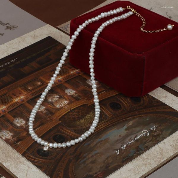 Colares pendentes elegantes barroca de água doce natural colar de pérolas para mulheres pequenas mini jóias de casamento de garganta curta femme collier