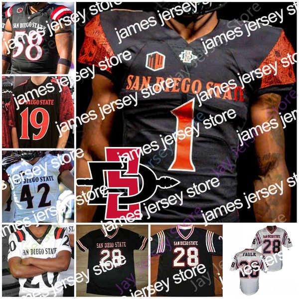 American College Football Wear James Custom San Diego State Aztecs Maglia da calcio NCAA College Chance Bell Chase Jasmin Keshawn Banks Rashaad Penny 28 Marshall Fau