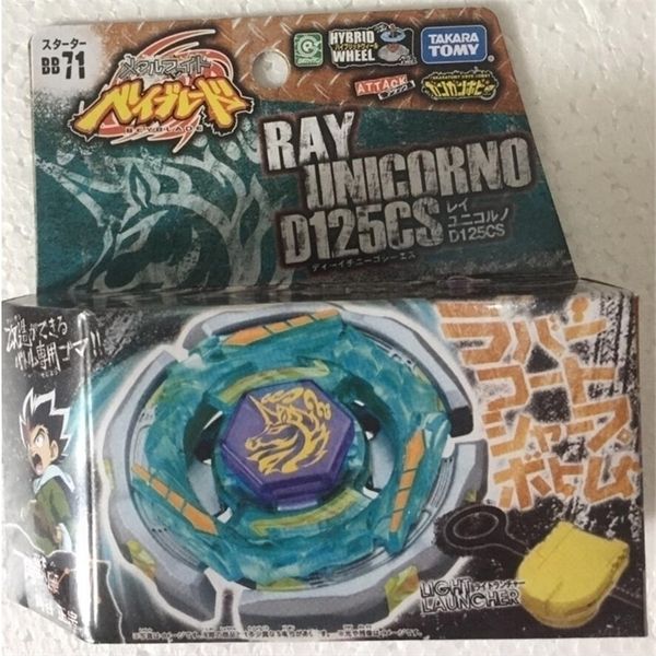 Top top tomy metal tomy fusione beyblade giocattoli che girano top bb71 ray unicorno d125cs launcher 220830