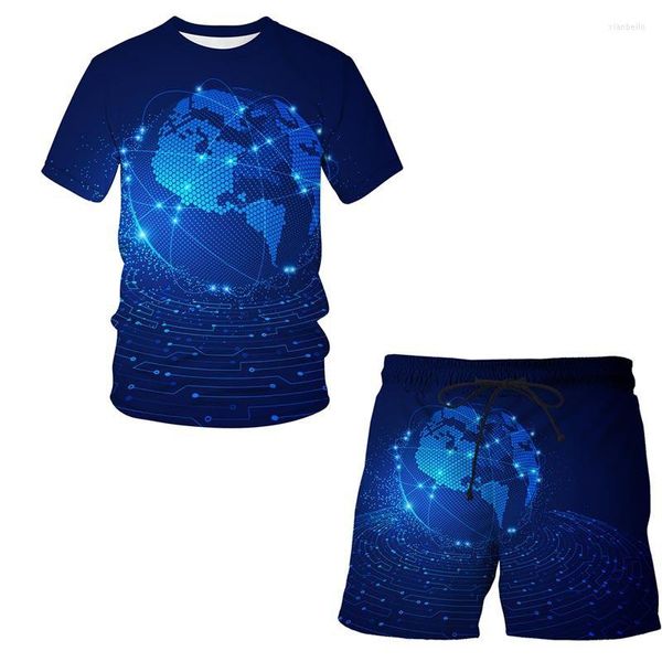 Herren-Trainingsanzüge, Sommer-Kurzarm-T-Shirt-Anzug, Netzwerkstar-Mode, 3D-Digitaldruck, Herren-Rundhalsausschnitt, Freizeitsport