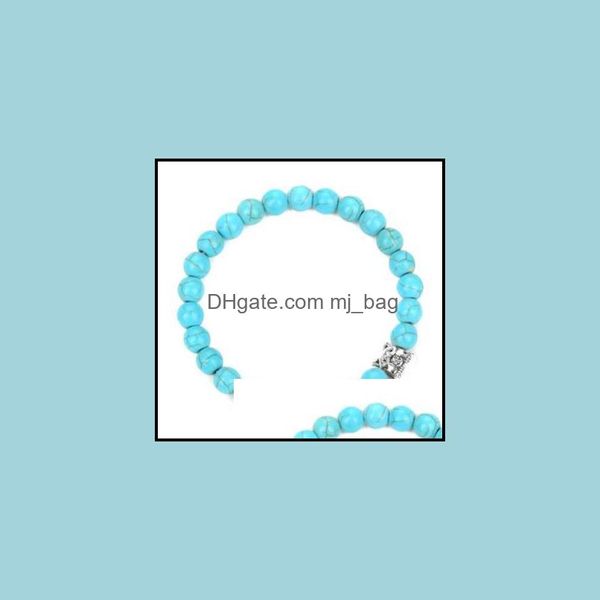 Arti e mestieri Bracciali in pietra naturale con perline Bracciale con filo di tartaruga blu Ciondolo tartaruga marina Perline turchesi Donna Uomo Drop Deliver Dh3Ey