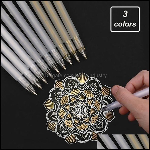 Highlighters 0,6mm Premium White Gel Pen Line Fine Sketching canetas para artistas Ding Design Ilustra￧￣o Arte Supplies Gold Sier WJ0 DHXW7