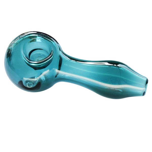 Pipa in vetro borosilicato alto turchese scuro per tabacco secco Freeze Pipe a mano in glicerina da 4 pollici