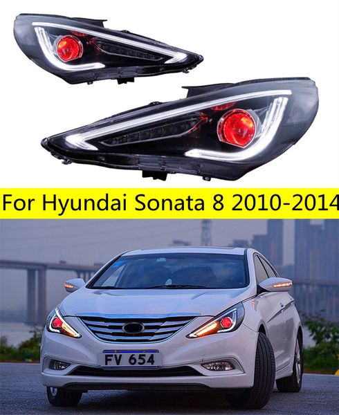 Parti della luce capa del LED per Hyundai Sonata 8 2010-2014 Fari anteriori di ricambio DRL Proiettore di luce diurna Facelift