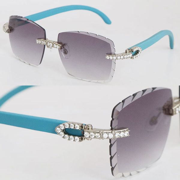 8200757 Бесконечные алмазные солнцезащитные очки голубые деревянные винтажные женские очки из дерева. Знаменитые бриллианты
