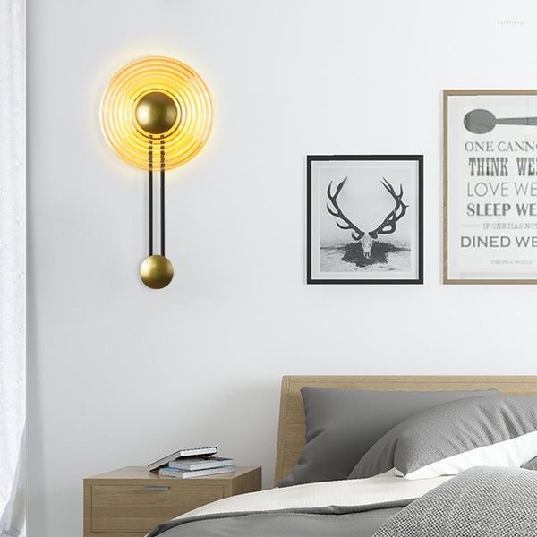Wandleuchte Nordic LED Gold Glas Innenbeleuchtung für Wohnzimmer Schlafzimmer Nachttisch Studie Dekoration Korridor Gang Kreative Leuchte