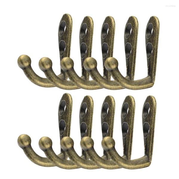 Ganci 10PCS Appendiabiti per stoffa Appendiabiti da parete rustico in bronzo vintage Appendiabiti per cappelli Appendiabiti per abiti