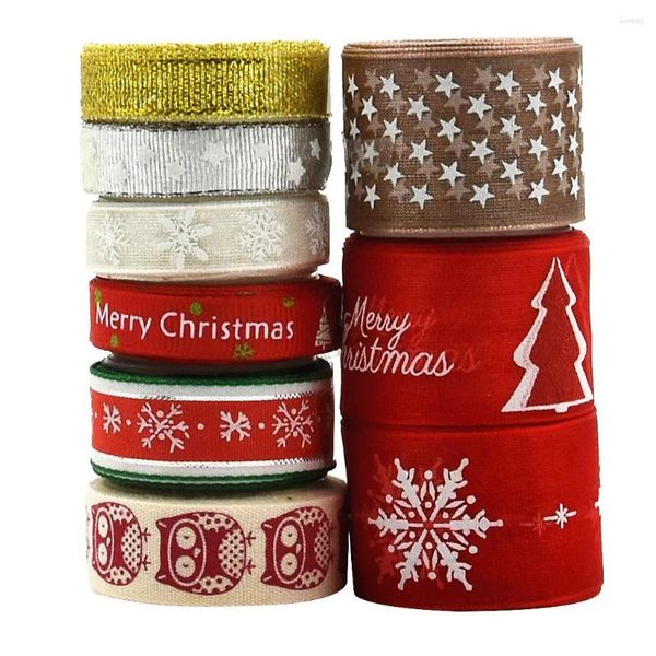 Noel dekorasyonları 9 adet 2 yarda Çeşitli Grograin Diy şeritleri düğün xmas ağacı parti dekor hediye sarma süslemeler