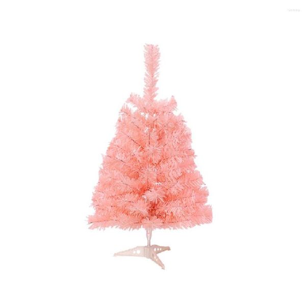 Decorações de Natal Treça sólida Suporte de metal artificial de spruce 60 cm leves fáceis de montar decoração festiva neve de arco azul rosa