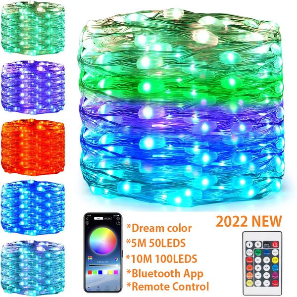 Smart App LED String 10M 100LED RGB Colorful Fairy Light Strings Рождественская елка Украшения Дома Новогодний декор Светодиодная гирлянда