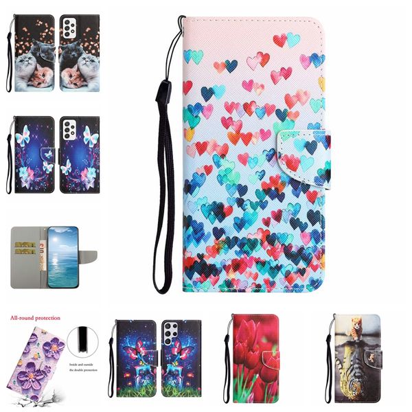 Custodie a portafoglio in pelle moda per Xiaomi Poco M3 X4 Pro 5G M4 X3 12 Lite F3 11T 11 10t 10T Stampa Fiore Farfalla Cuore Love Cat Tiger Porta carte Slot Flip Cover PU Pouch